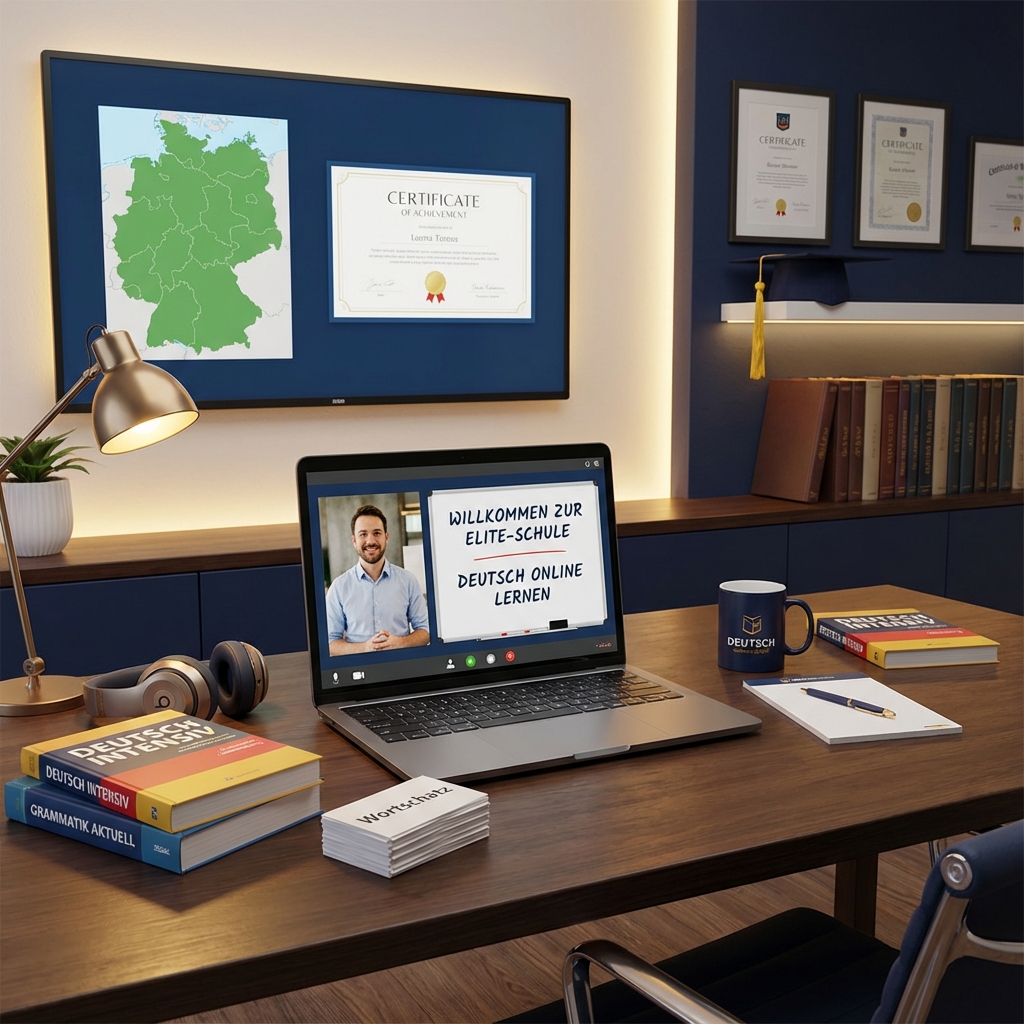 Professional German language learning environment with modern technology and academic materials